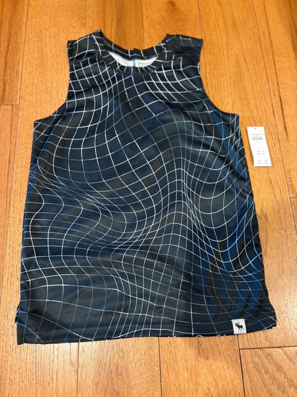 abercrombie kids Black Tank Top with White Warp Grid